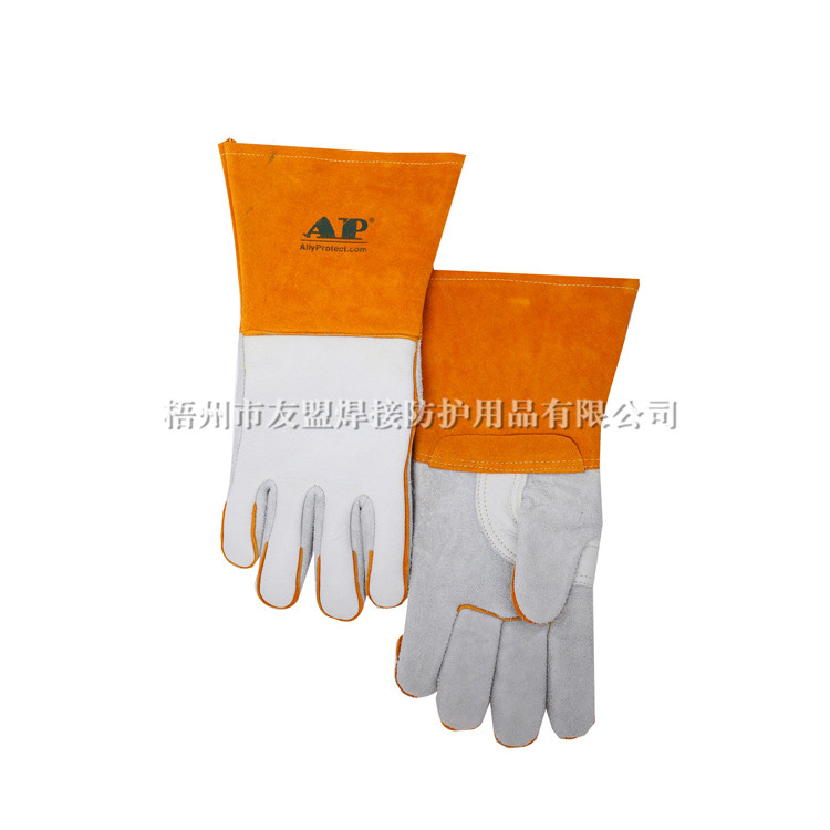 AP-2855 豪焊野牛青皮配金黄色皮袖手套